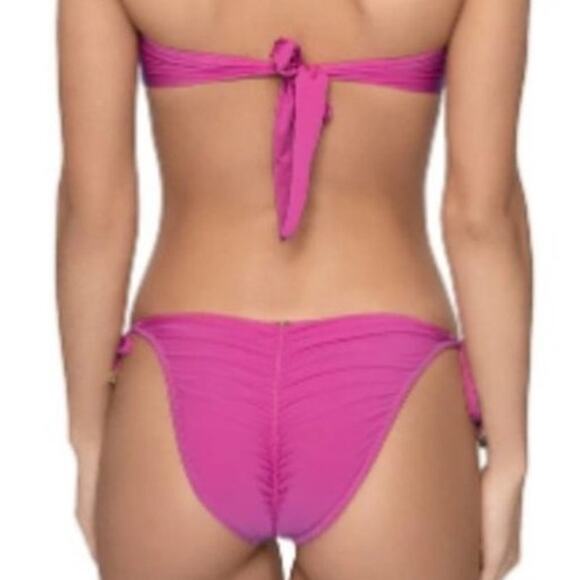 PQ Swim Pink Ruched Side Tie Bikini Bottom Sz M NWT - Picture 10 of 12